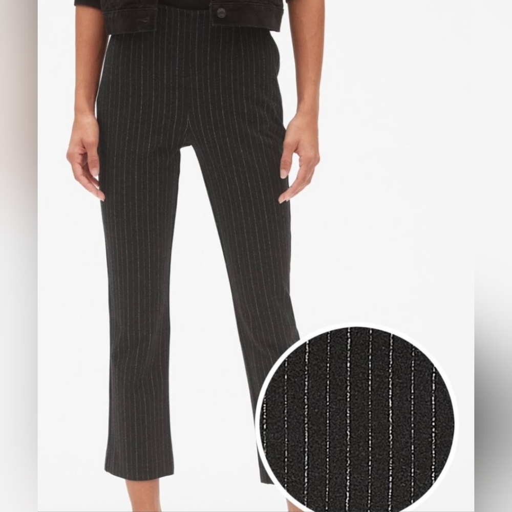 Gap Crop Flare Womens Dress Pants Black with Grey Stripe - Size 4